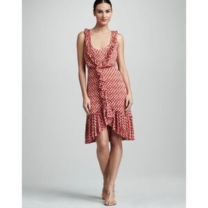 Tory Burch Janetta Silk Blend Sleeveless Dress Womens 10 Ruffle Resort Feminine